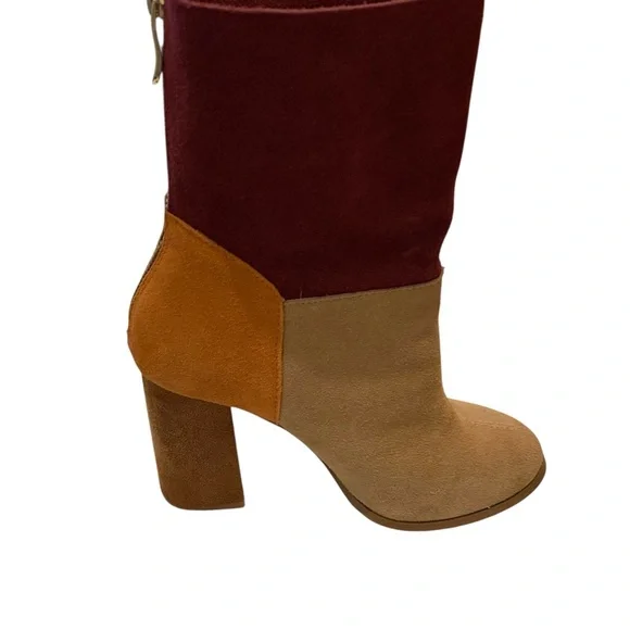 Chinese Laundry Classic Color Block Mod Mid Calf Boot, Camel Multi Suede so cool - Picture 5 of 15